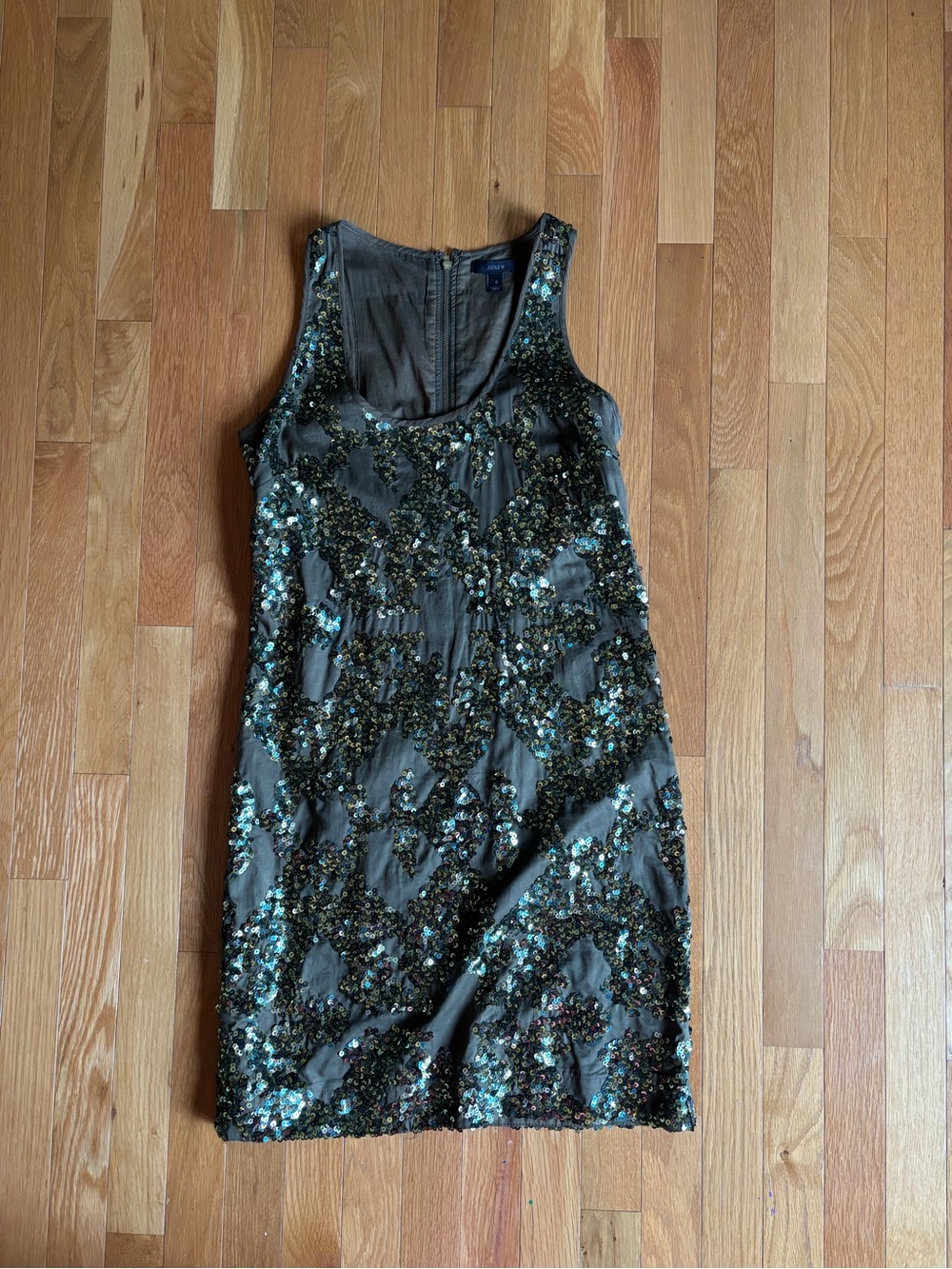 J. Crew Green Sequin Tank Mini Dress